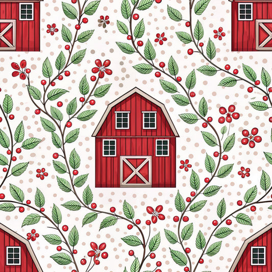 Red Farmhouse Pattern 13 Quilting Cotton Fabric