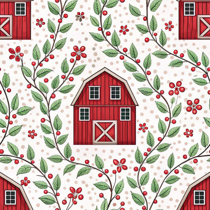 Red Farmhouse Pattern 13 Quilting Cotton Fabric
