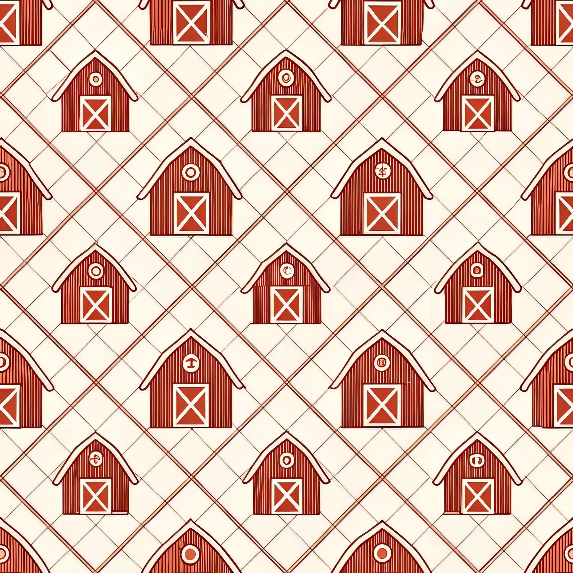 Red Farm Pattern Red Farmhouse Pattern 6 Quilting Cotton Fabric – FabricMegaStore.com