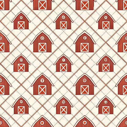 Red Farmhouse Pattern 6 Quilting Cotton Fabric
