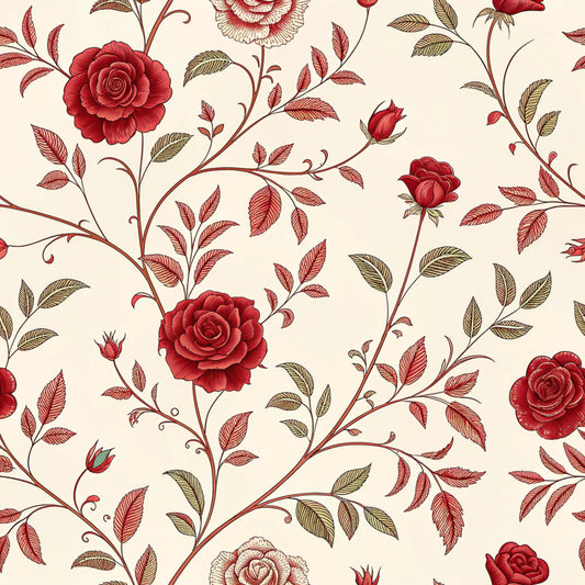Red Roses and Bees Pattern 14 Quilting Cotton Fabric