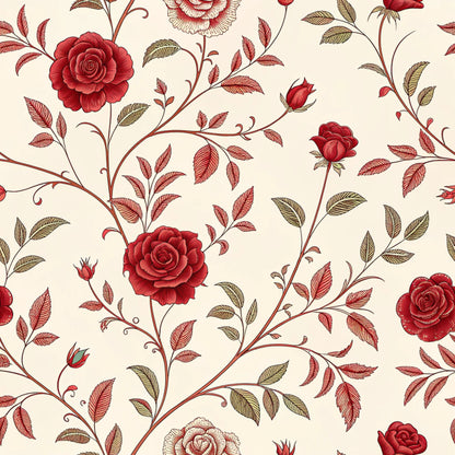 Red Roses and Bees Pattern 14 Quilting Cotton Fabric