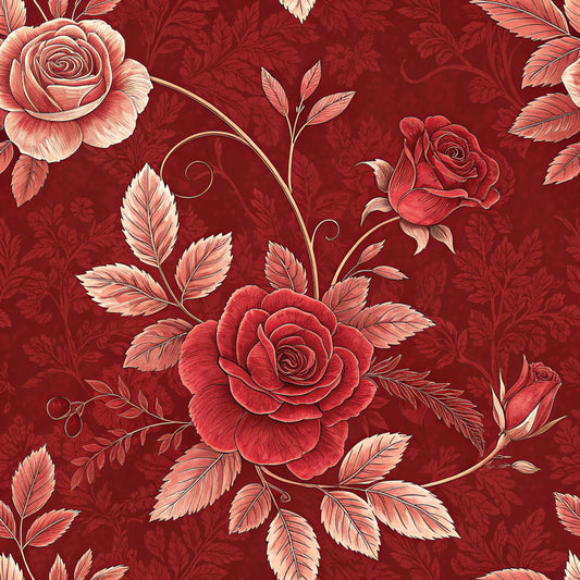 Red Roses and Bees Pattern 15 Quilting Cotton Fabric