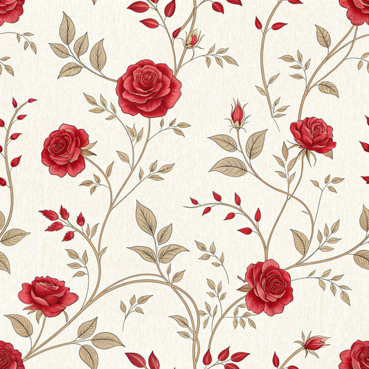 Red Roses and Bees Pattern 22 Quilting Cotton Fabric
