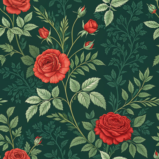 Red Roses and Bees Pattern 23 Quilting Cotton Fabric