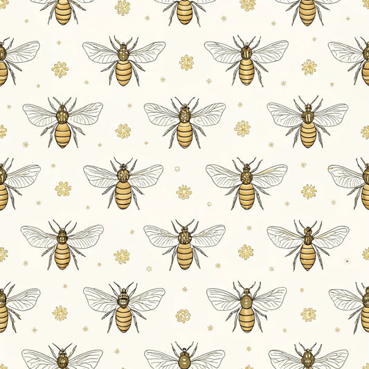 Red Roses and Bees Pattern 25 Quilting Cotton Fabric