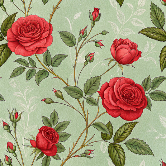 Red Roses and Bees Pattern 26 Quilting Cotton Fabric