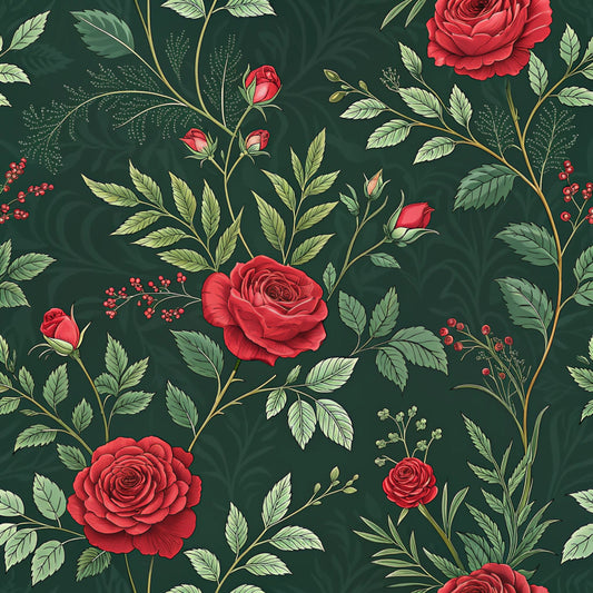 Red Roses and Bees Pattern 4 Quilting Cotton Fabric