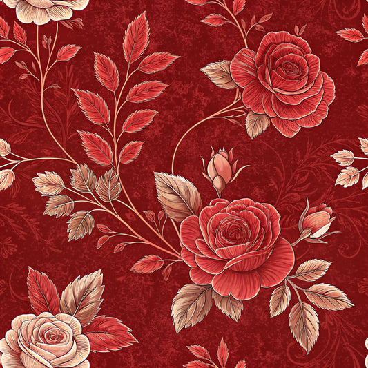 Red Roses and Bees Pattern 7 Quilting Cotton Fabric