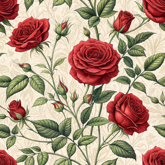 Red Roses and Bees Pattern 8 Quilting Cotton Fabric