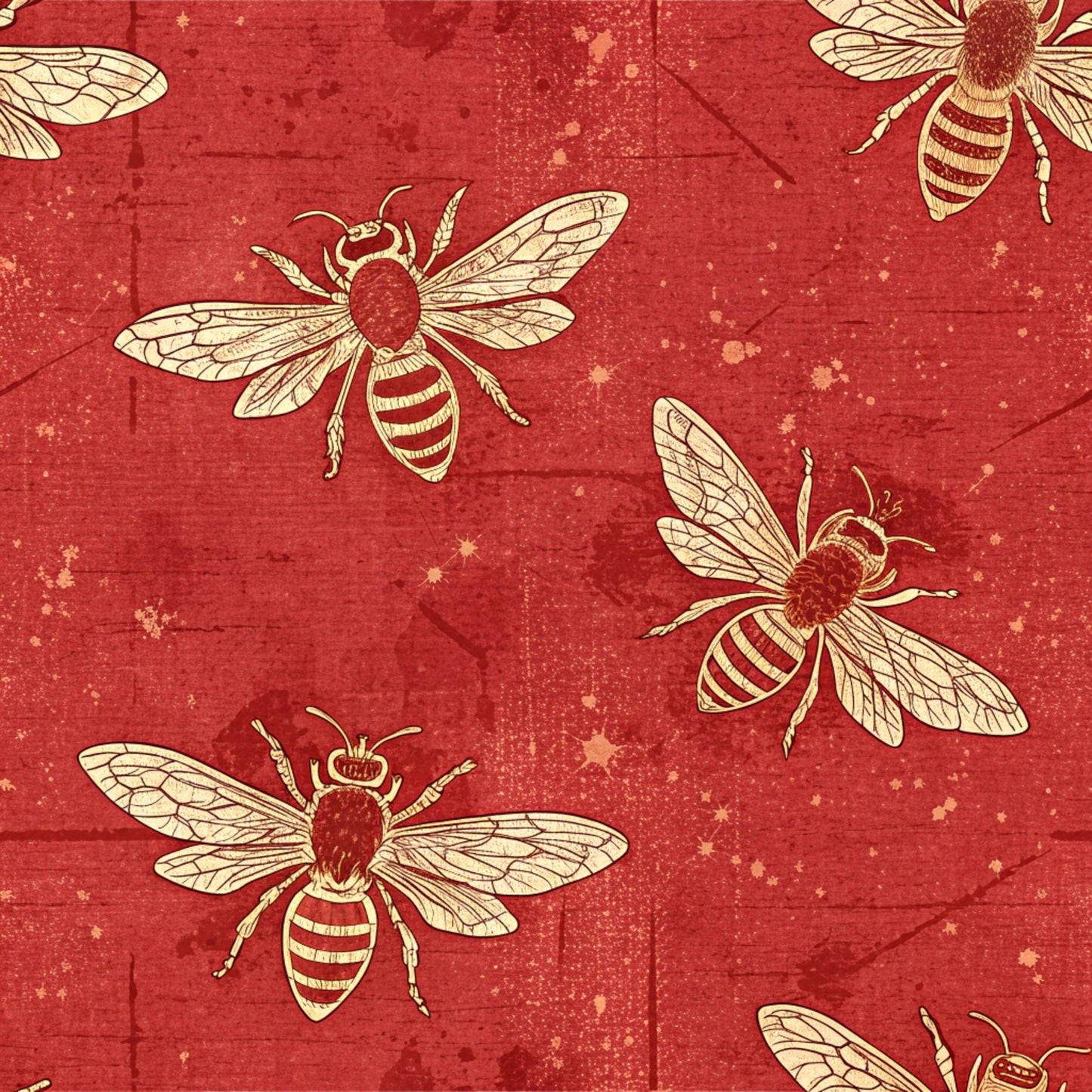 Red Roses and Bees Pattern 9 Quilting Cotton Fabric