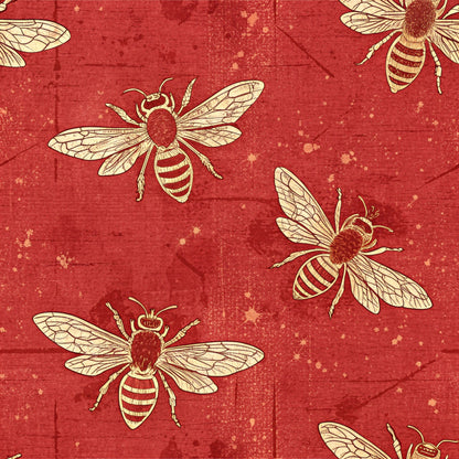 Red Roses and Bees Pattern 9 Quilting Cotton Fabric