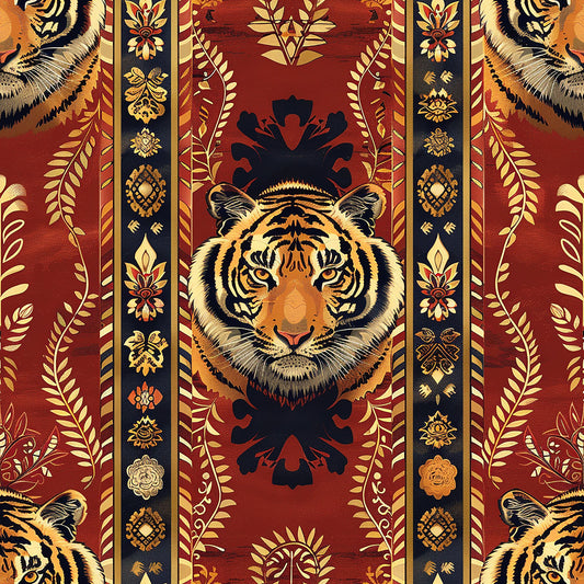 Red Tiger Pattern 2 Quilting Cotton Fabric