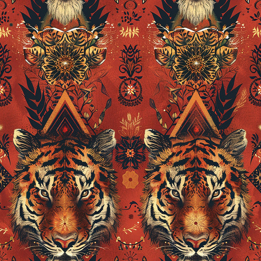 Red Tiger Pattern 3 Quilting Cotton Fabric