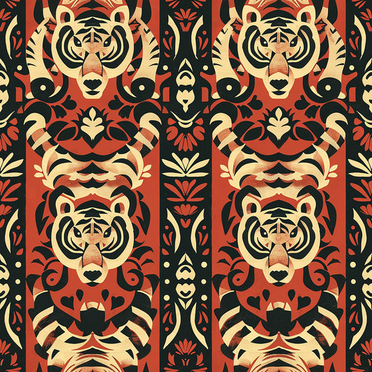 Red Tiger Pattern 4 Quilting Cotton Fabric