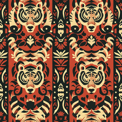Red Tiger Pattern 4 Quilting Cotton Fabric