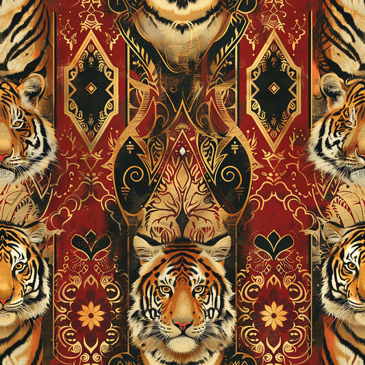 Red Tiger Pattern 5 Quilting Cotton Fabric
