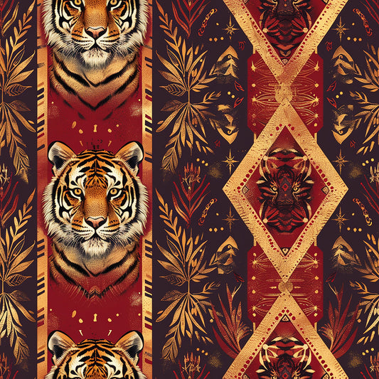 Red Tiger Pattern 6 Quilting Cotton Fabric