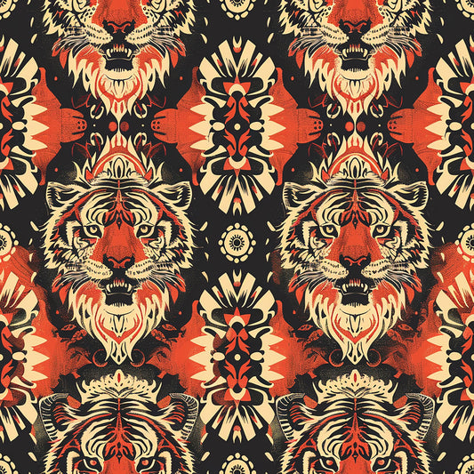 Red Tiger Pattern 7 Quilting Cotton Fabric