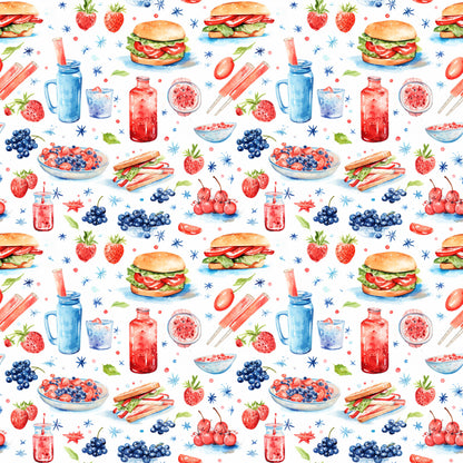 Red White and BBQ Pattern 5 Quilting Cotton Fabric