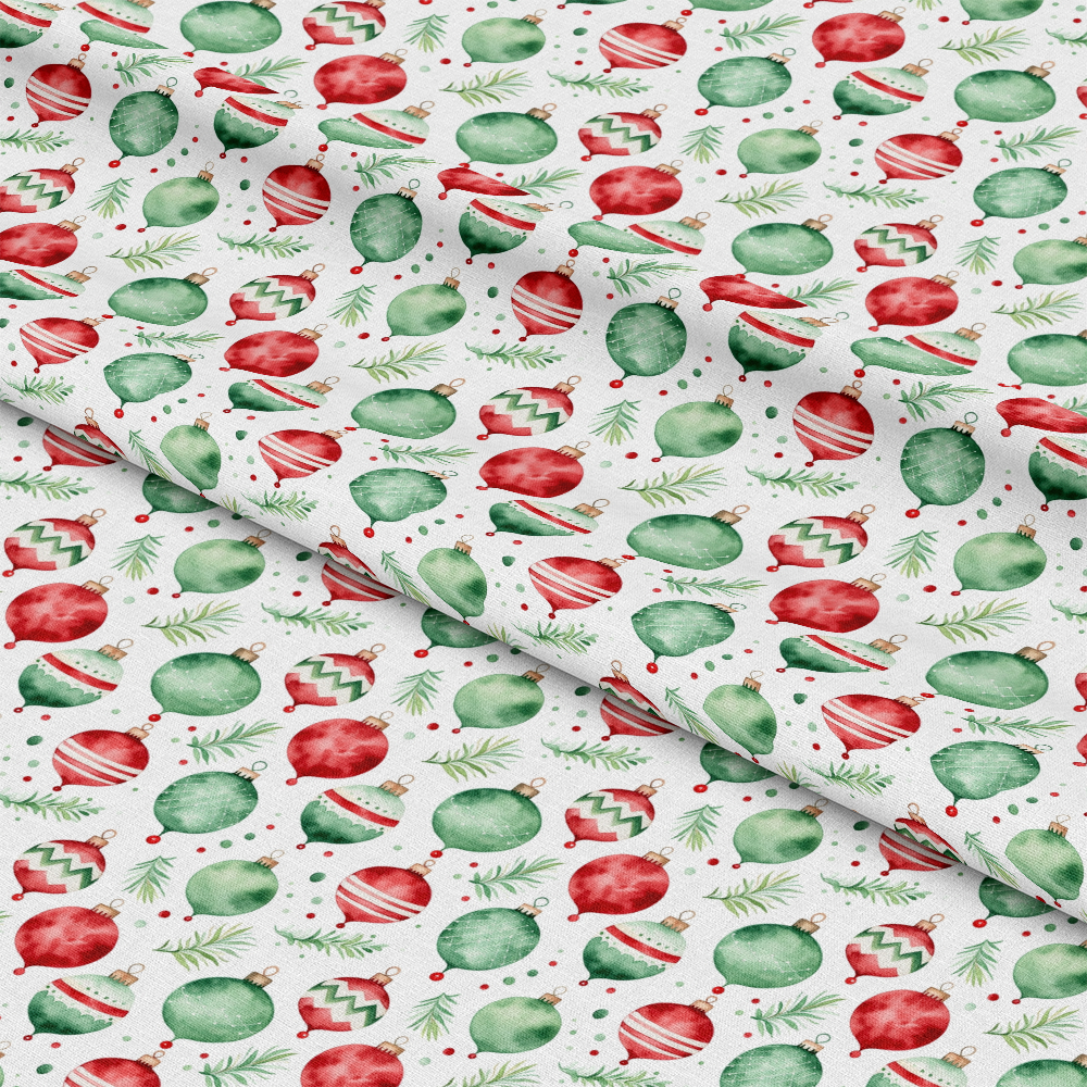 - Red and Green Watercolor Christmas Pattern 12 Quilting Cotton Fabric  
- Christmas ornaments  
- Holiday colors  
- Red, green, white  
- Watercolor style  
- Quilting cotton material  
- Festive design  
- Seasonal decor  
- Decorative textile  
- Cotton fabric yardage
