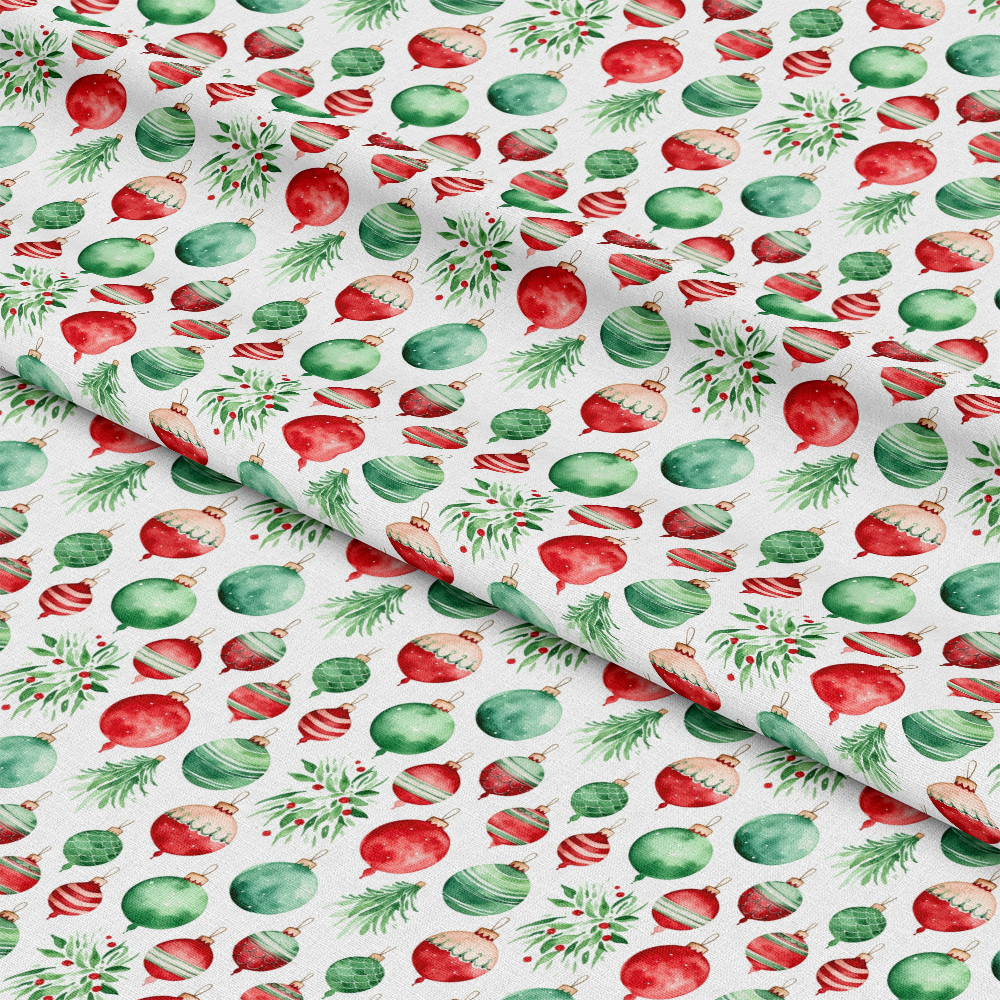 Red and Green Watercolor Christmas Pattern 1 Quilting Cotton Fabric