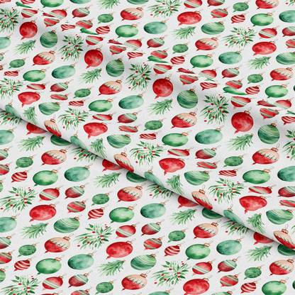 Red and Green Watercolor Christmas Pattern 1 Quilting Cotton Fabric