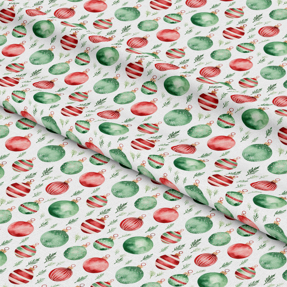 Red and Green Watercolor Christmas Pattern 2 Quilting Cotton Fabric