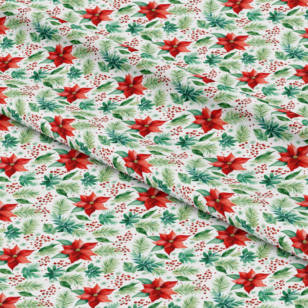 Red and Green Watercolor Christmas Pattern 5 Quilting Cotton Fabric