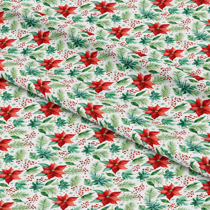 Red and Green Watercolor Christmas Pattern 5 Quilting Cotton Fabric