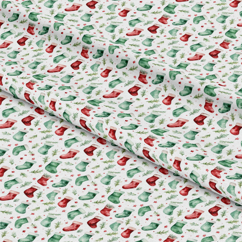 Red and Green Watercolor Christmas Pattern 9 Quilting Cotton Fabric