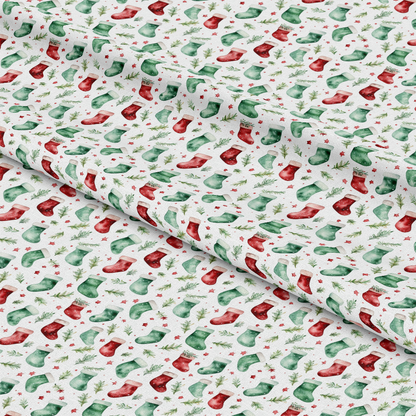 Red and Green Watercolor Christmas Pattern 9 Quilting Cotton Fabric