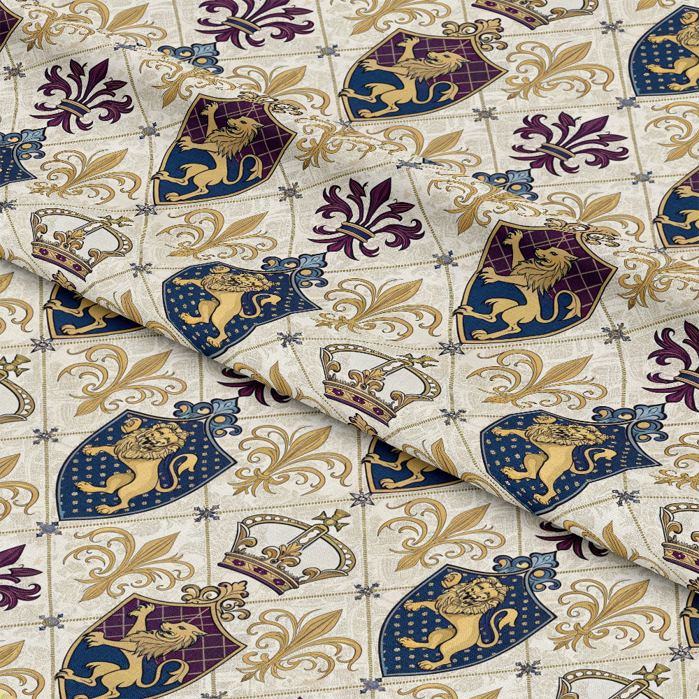 Regal Heraldic Motifs Pattern 3 Quilting Cotton Fabric