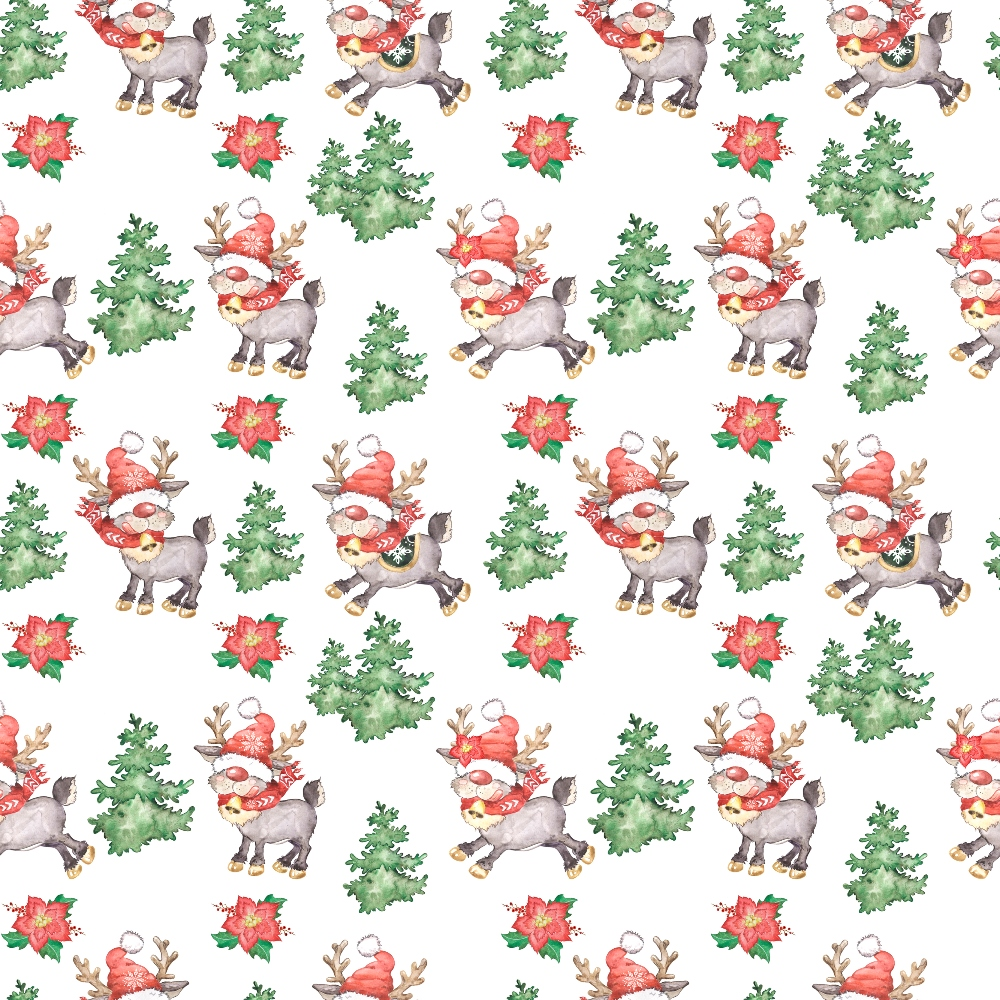 Reindeer and Gnomes Pattern 6 Quilting Cotton Fabric