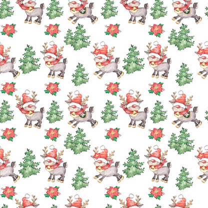 Reindeer and Gnomes Pattern 6 Quilting Cotton Fabric