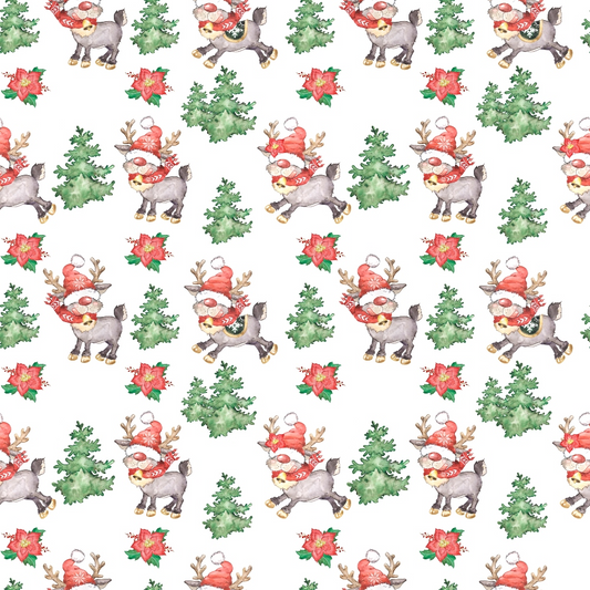 Reindeer and Gnomes Pattern 6 Quilting Cotton Fabric