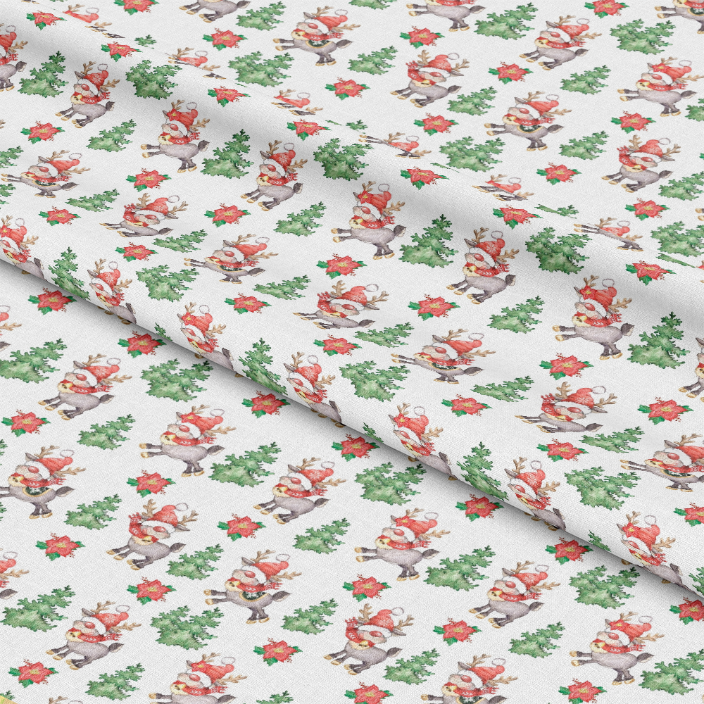 Reindeer and Gnomes Pattern 6 Quilting Cotton Fabric