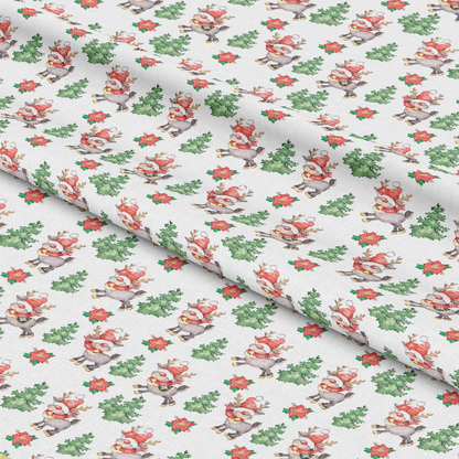 Reindeer and Gnomes Pattern 6 Quilting Cotton Fabric