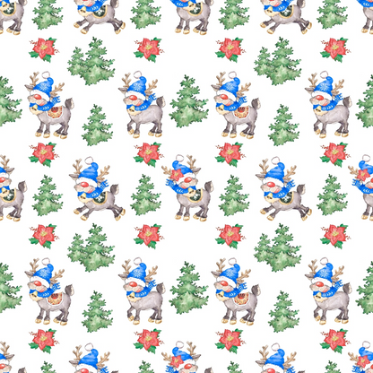 Reindeer and Gnomes Pattern 7 Quilting Cotton Fabric