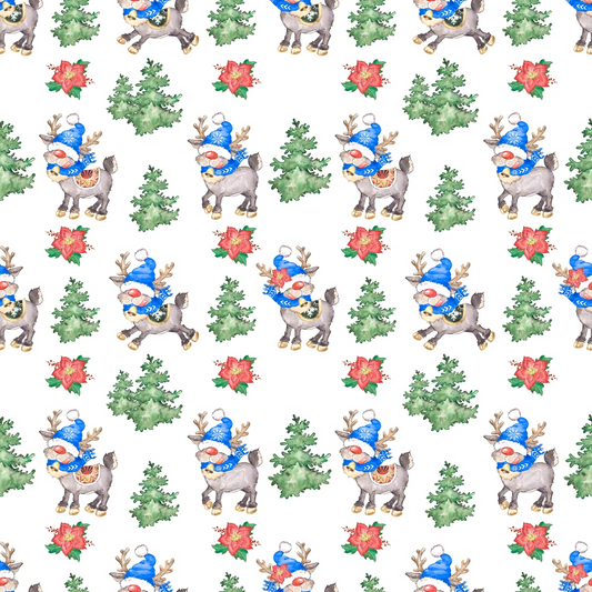 Reindeer and Gnomes Pattern 7 Quilting Cotton Fabric