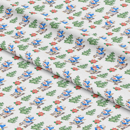 Reindeer and Gnomes Pattern 7 Quilting Cotton Fabric