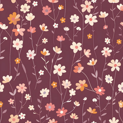 Retro Floral Daisies Pattern 7 Quilting Cotton Fabric