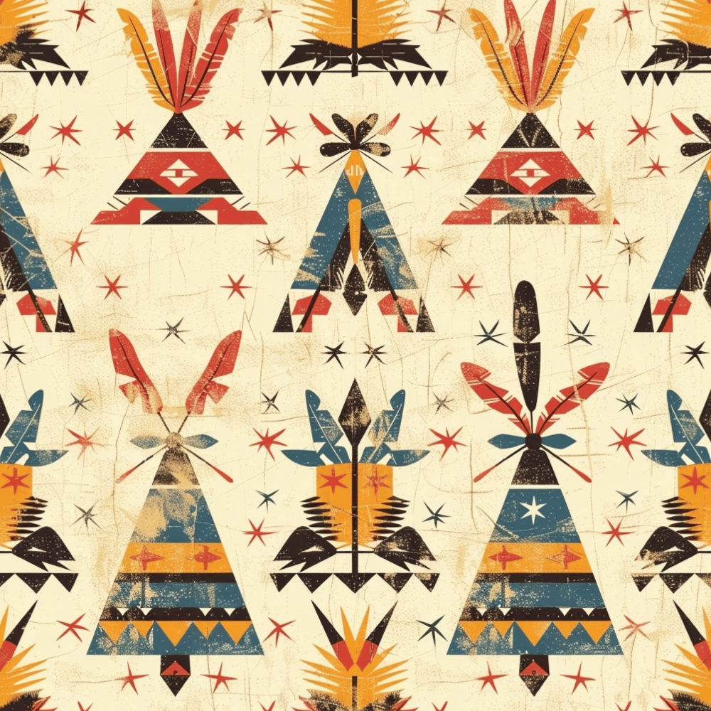 Retro Native American Pattern 11 Quilting Cotton Fabric