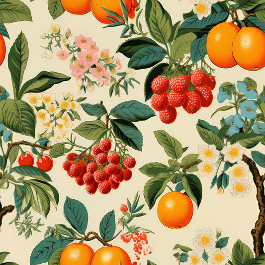 Retro Fruity Garden Pattern 1 Quilting Cotton Fabric