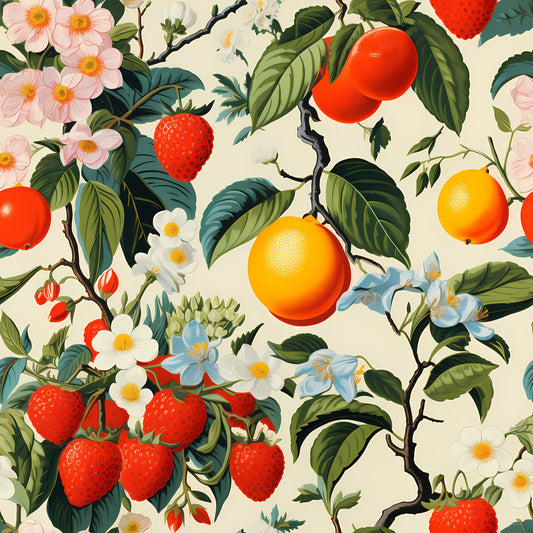 Retro Fruity Garden Pattern 2 Quilting Cotton Fabric