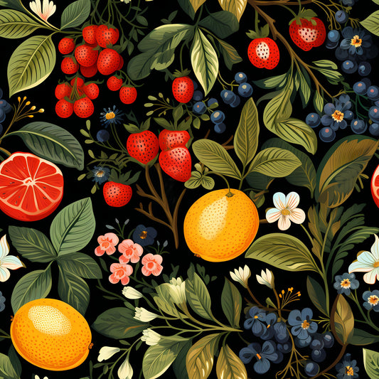 Retro Fruity Garden Pattern 3 Quilting Cotton Fabric