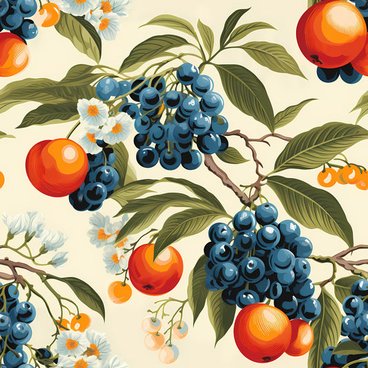 Retro Fruity Garden Pattern 4 Quilting Cotton Fabric