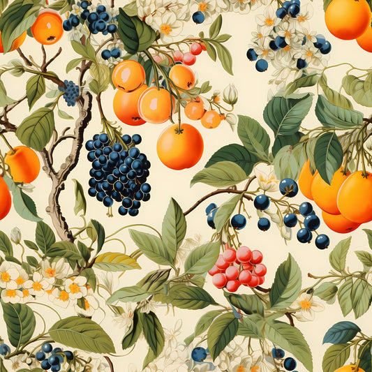 Retro Fruity Garden Pattern 8 Quilting Cotton Fabric