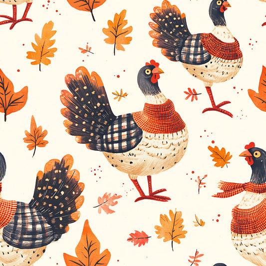 Retro Turkey Parade Pattern 1 Quilting Cotton Fabric
