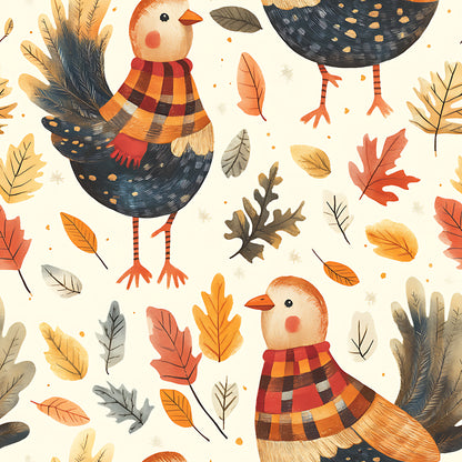Retro Turkey Parade Pattern 13 Quilting Cotton Fabric